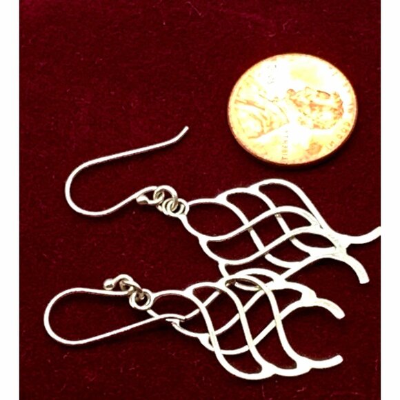 Vtg JNS Creation Sterling Wings Dangle Pierced Designer Earrings Chandellier 925 - Picture 7 of 7